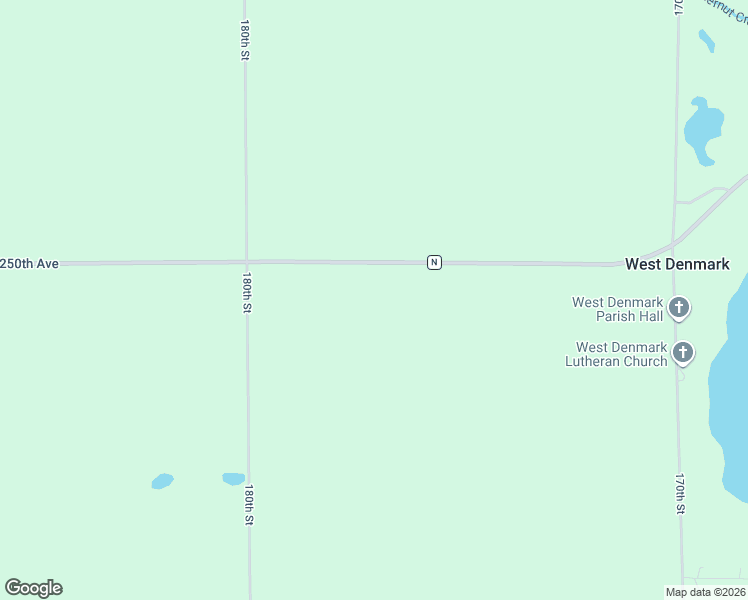 map of restaurants, bars, coffee shops, grocery stores, and more near 1760 250th Avenue in Luck