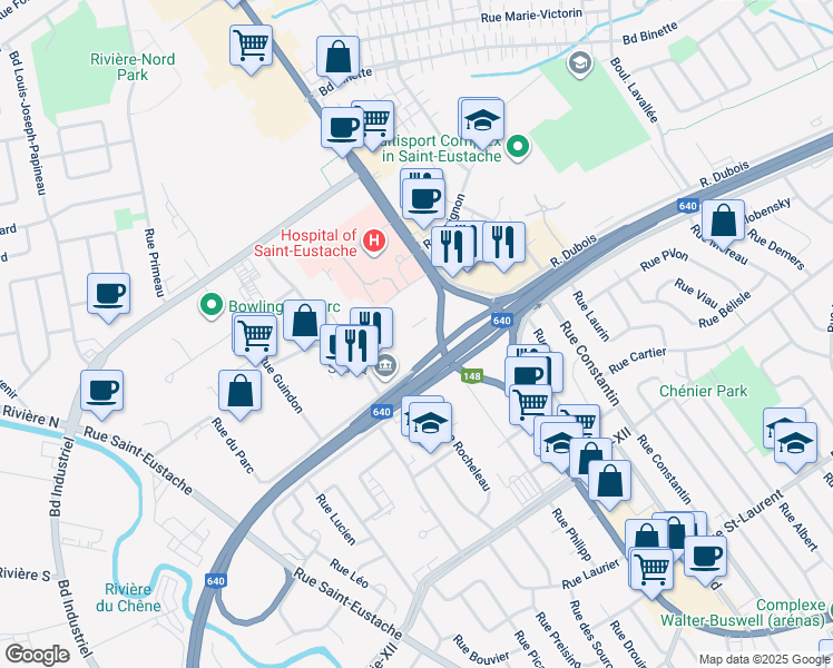 map of restaurants, bars, coffee shops, grocery stores, and more near in 