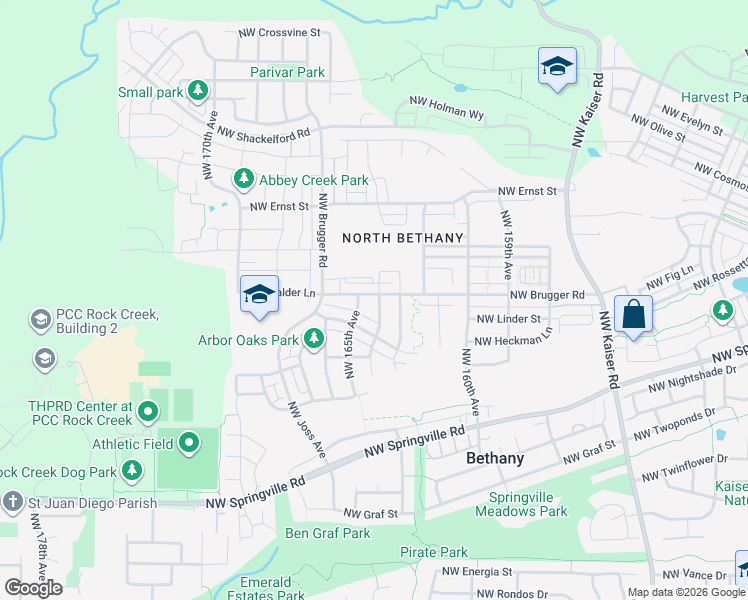 map of restaurants, bars, coffee shops, grocery stores, and more near 7395 Northwest 164th Avenue in Portland