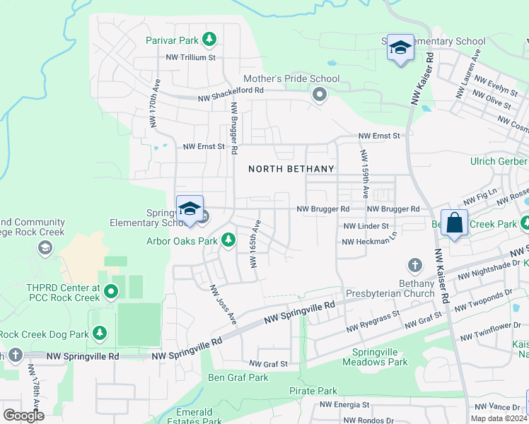map of restaurants, bars, coffee shops, grocery stores, and more near 6896 Northwest 165th Avenue in Portland