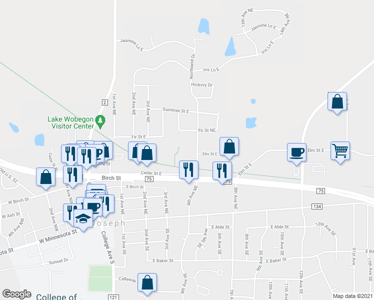 map of restaurants, bars, coffee shops, grocery stores, and more near 535 NorthLand Drive in Saint Joseph