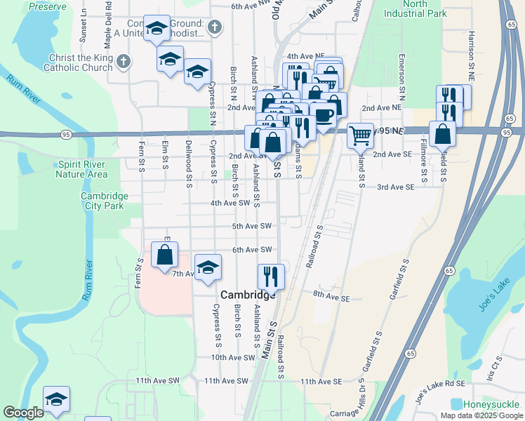 map of restaurants, bars, coffee shops, grocery stores, and more near 326 Ashland Street South in Cambridge