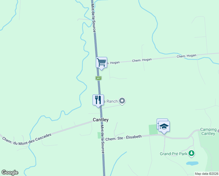 map of restaurants, bars, coffee shops, grocery stores, and more near 20 Chemin de Napierville in Cantley
