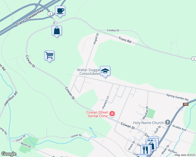 map of restaurants, bars, coffee shops, grocery stores, and more near 2410 Spring Garden Road in Westville