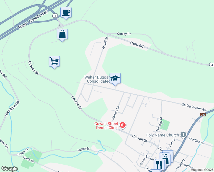 map of restaurants, bars, coffee shops, grocery stores, and more near 2410 Spring Garden Road in Westville