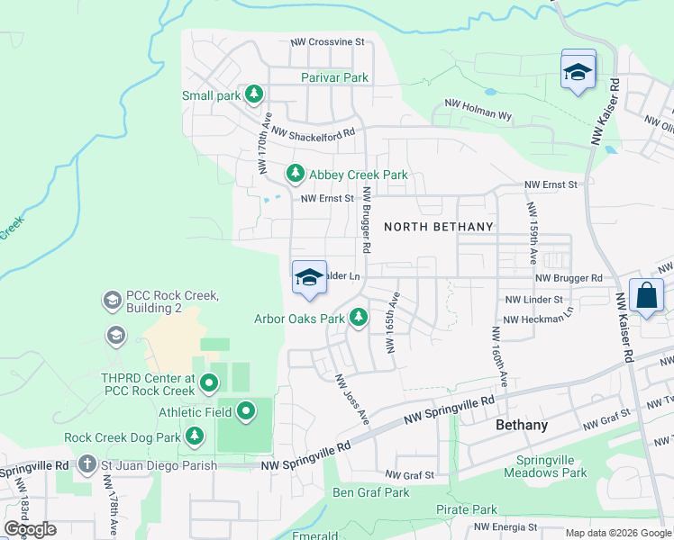 map of restaurants, bars, coffee shops, grocery stores, and more near 16757 Northwest Lynch Lane in Portland