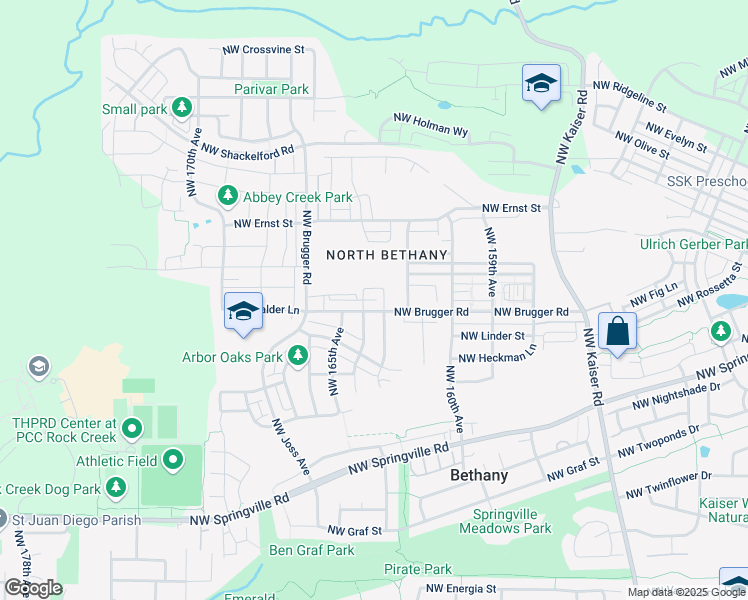 map of restaurants, bars, coffee shops, grocery stores, and more near 16322 Northwest Chadwick Way in Portland