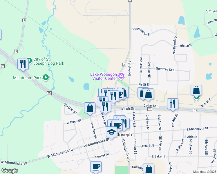 map of restaurants, bars, coffee shops, grocery stores, and more near 506 Schneider Drive in Saint Joseph