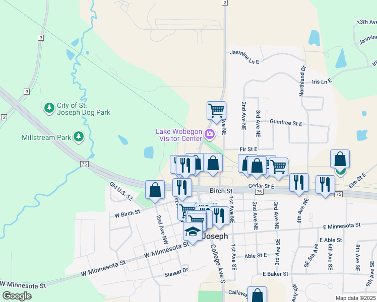 map of restaurants, bars, coffee shops, grocery stores, and more near 506 Schneider Drive in Saint Joseph