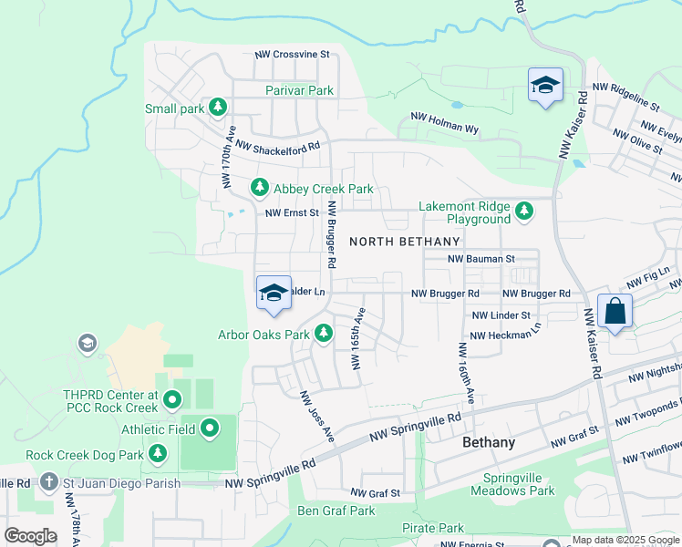 map of restaurants, bars, coffee shops, grocery stores, and more near 16417 Northwest Chadwick Way in Portland