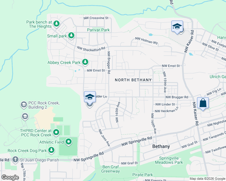 map of restaurants, bars, coffee shops, grocery stores, and more near 16417 Northwest Chadwick Way in Portland