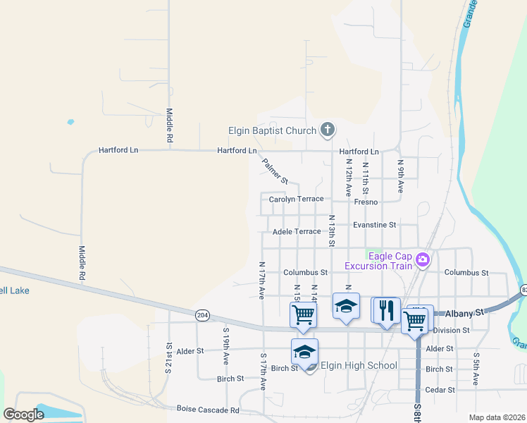 map of restaurants, bars, coffee shops, grocery stores, and more near 26 Caroline Terrace in Elgin