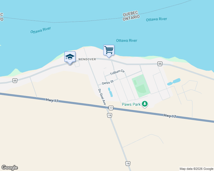 map of restaurants, bars, coffee shops, grocery stores, and more near 405 Denis Street in Wendover