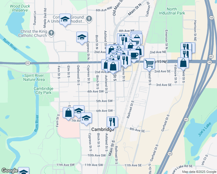 map of restaurants, bars, coffee shops, grocery stores, and more near 326 Ashland Street South in Cambridge