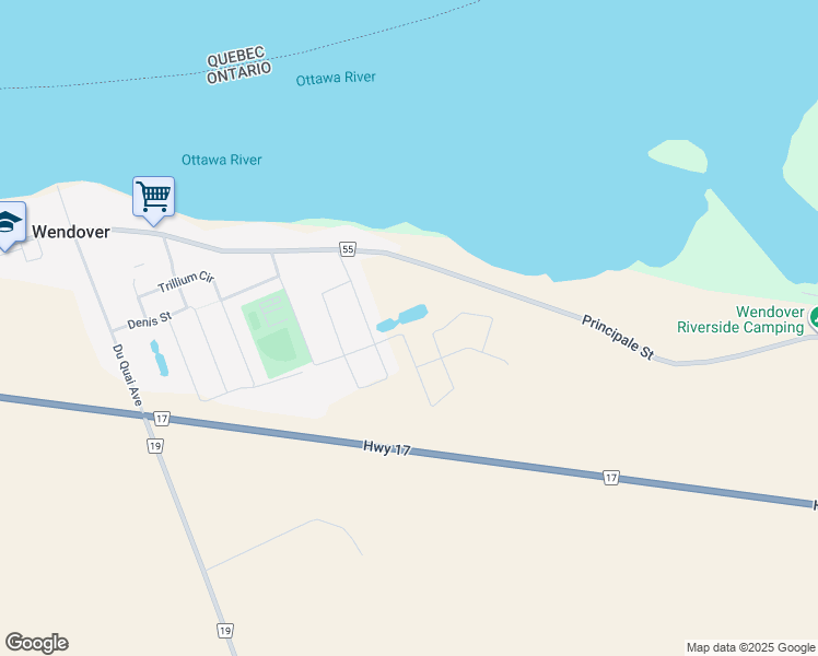 map of restaurants, bars, coffee shops, grocery stores, and more near 2500-3098 Old Highway 17 in Plantagenet