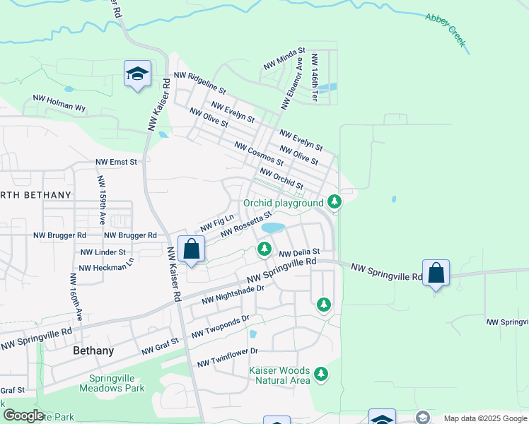 map of restaurants, bars, coffee shops, grocery stores, and more near 14947 Northwest Rossetta Street in Portland
