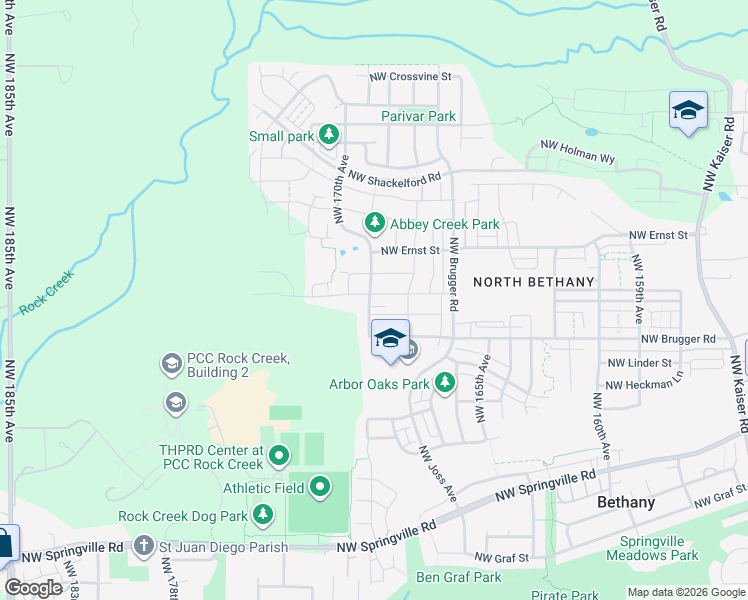 map of restaurants, bars, coffee shops, grocery stores, and more near 16988 Northwest Antonio Street in Portland