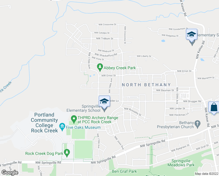 map of restaurants, bars, coffee shops, grocery stores, and more near Northwest Antonio Street in Portland