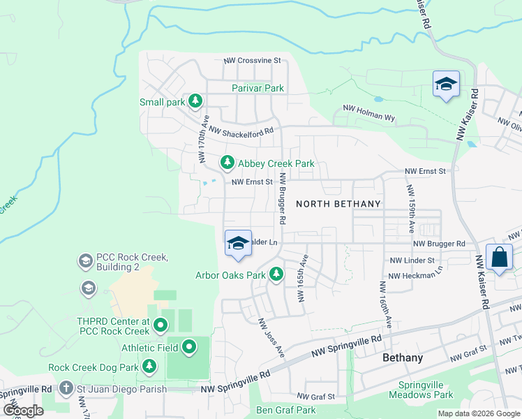 map of restaurants, bars, coffee shops, grocery stores, and more near 16757 Northwest Lynch Lane in Portland