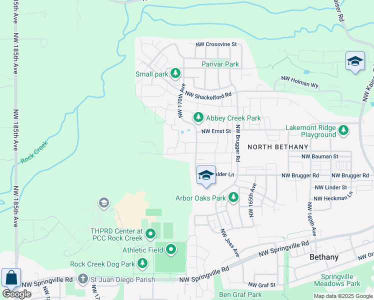 map of restaurants, bars, coffee shops, grocery stores, and more near 17075 Northwest Tristan Street in Portland
