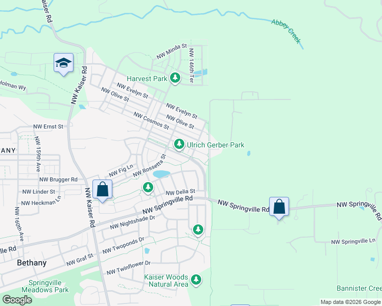 map of restaurants, bars, coffee shops, grocery stores, and more near 14634 Northwest Cosmos Street in Portland