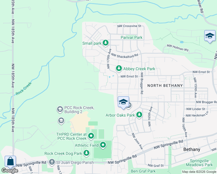 map of restaurants, bars, coffee shops, grocery stores, and more near 17075 Northwest Tristan Street in Portland