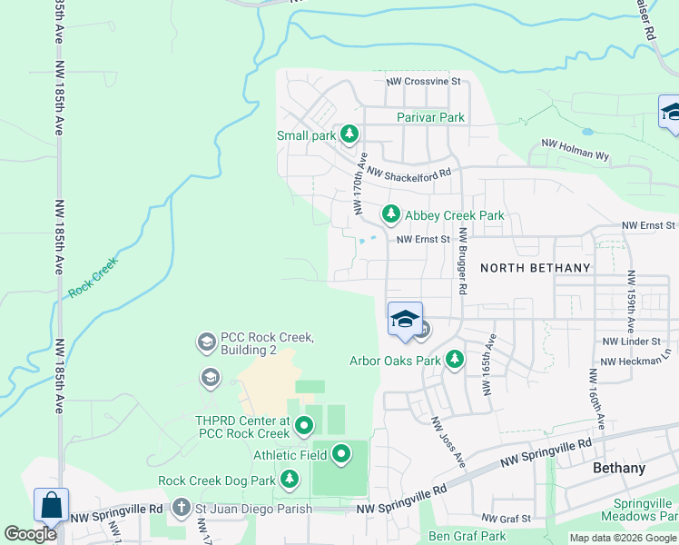 map of restaurants, bars, coffee shops, grocery stores, and more near 17237 Northwest Woodreed Court in Portland