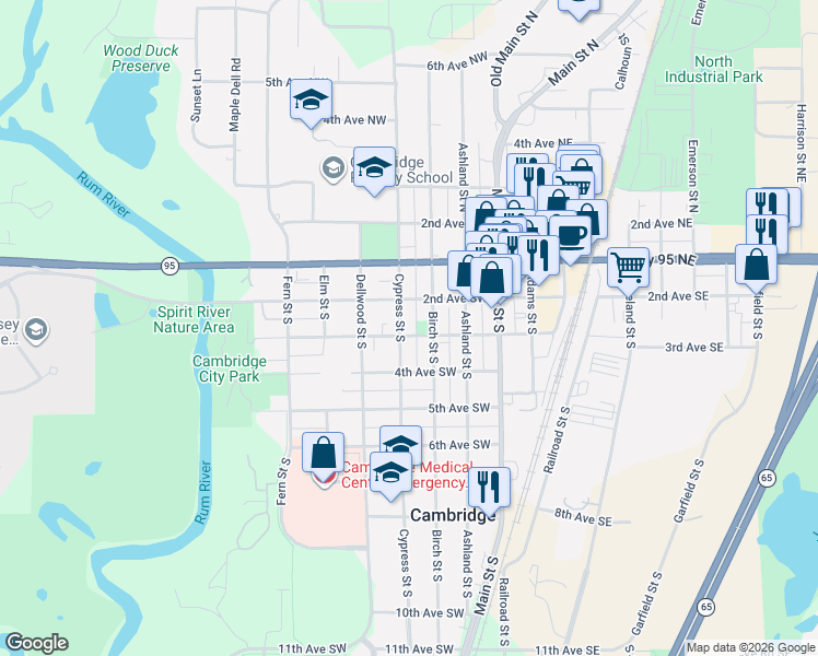 map of restaurants, bars, coffee shops, grocery stores, and more near 200 Cypress Street South in Cambridge
