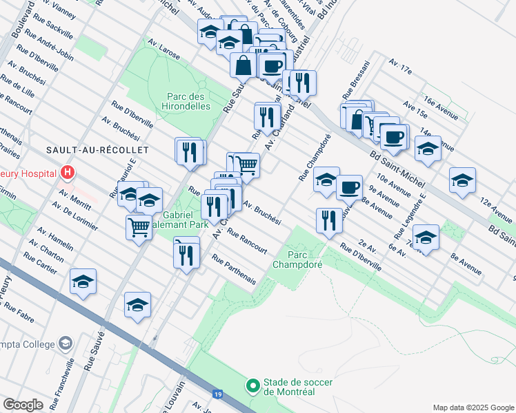 map of restaurants, bars, coffee shops, grocery stores, and more near 4530 Chemin de la Côte-des-Neiges in Montréal