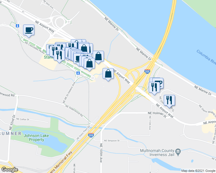 map of restaurants, bars, coffee shops, grocery stores, and more near 38 in Portland