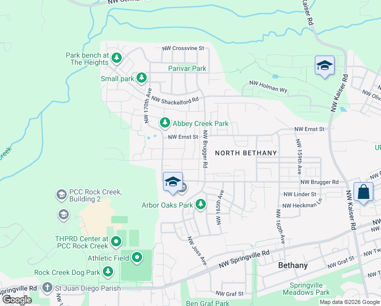map of restaurants, bars, coffee shops, grocery stores, and more near 7154 Northwest 168th Avenue in Portland