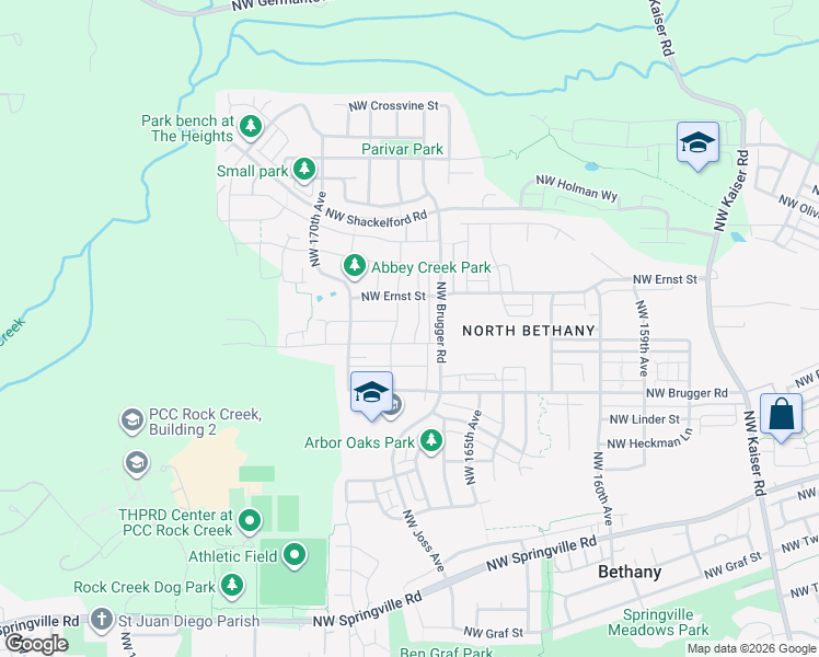map of restaurants, bars, coffee shops, grocery stores, and more near 7154 Northwest 168th Avenue in Portland