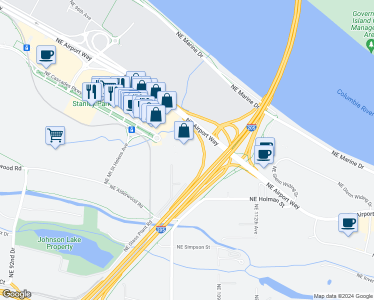 map of restaurants, bars, coffee shops, grocery stores, and more near 22 in Portland