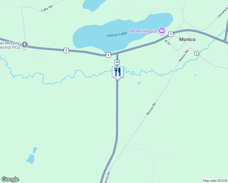 map of restaurants, bars, coffee shops, grocery stores, and more near 2281 U.S. 45 in Rhinelander