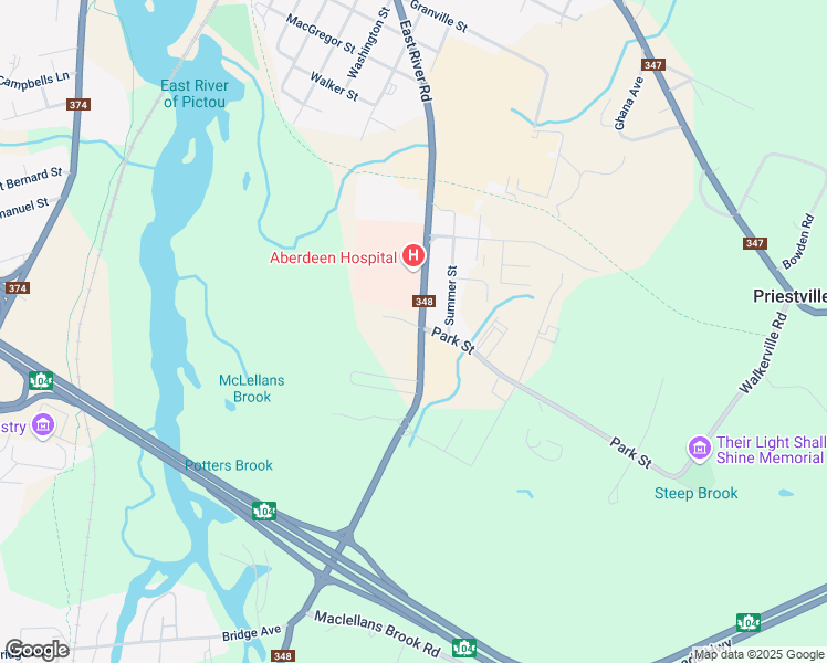 map of restaurants, bars, coffee shops, grocery stores, and more near 915 East River Road in New Glasgow