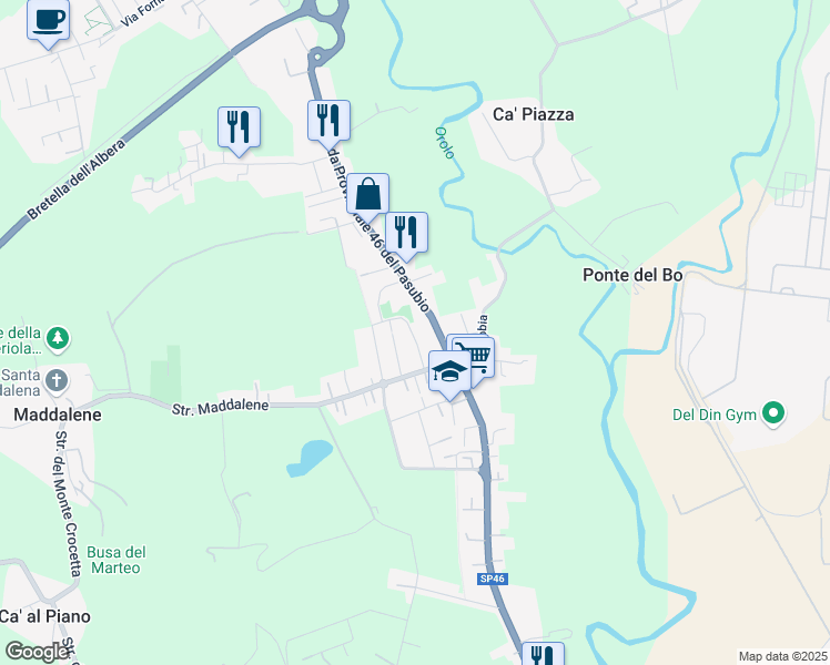 map of restaurants, bars, coffee shops, grocery stores, and more near 26 Via Cereda in Vicenza