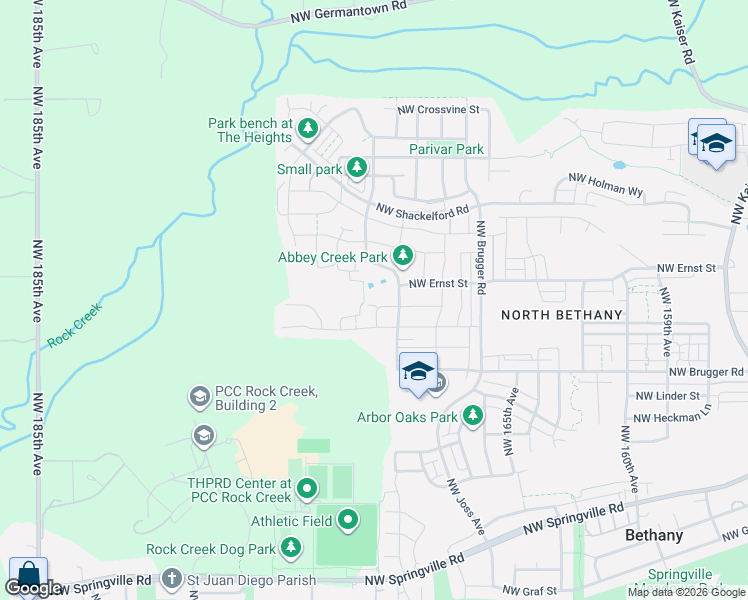 map of restaurants, bars, coffee shops, grocery stores, and more near 17075 Northwest Tristan Street in Portland