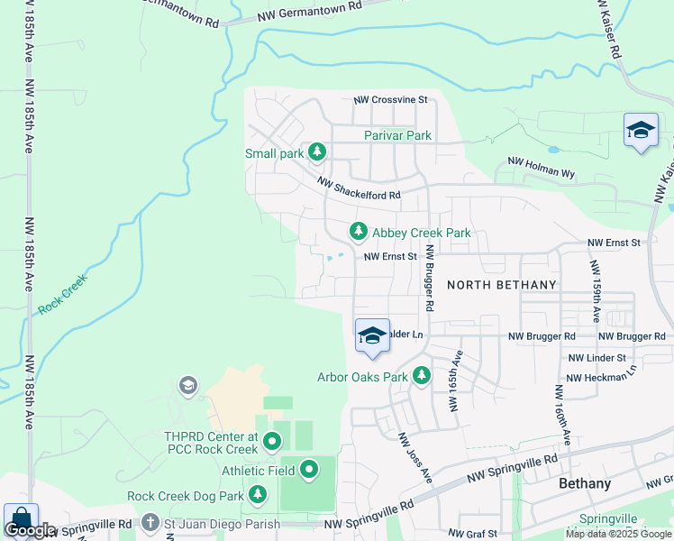 map of restaurants, bars, coffee shops, grocery stores, and more near 17075 Northwest Tristan Street in Portland