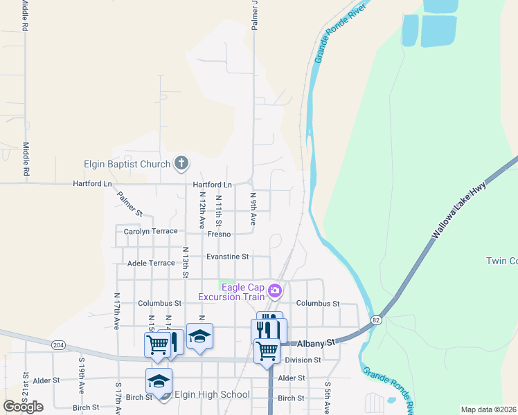 map of restaurants, bars, coffee shops, grocery stores, and more near 713 North 9th Avenue in Elgin