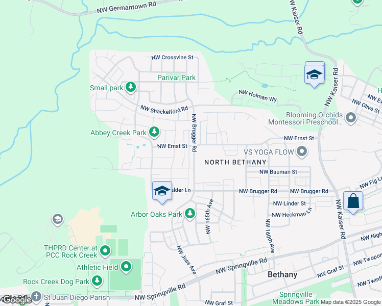map of restaurants, bars, coffee shops, grocery stores, and more near 7156 Northwest Abigail Terrace in Portland