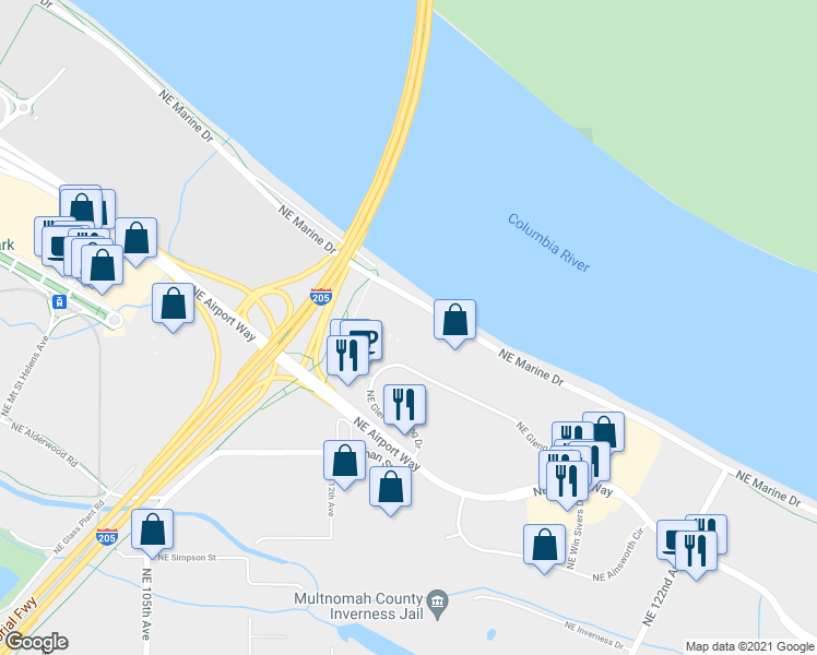 map of restaurants, bars, coffee shops, grocery stores, and more near 19 in Portland