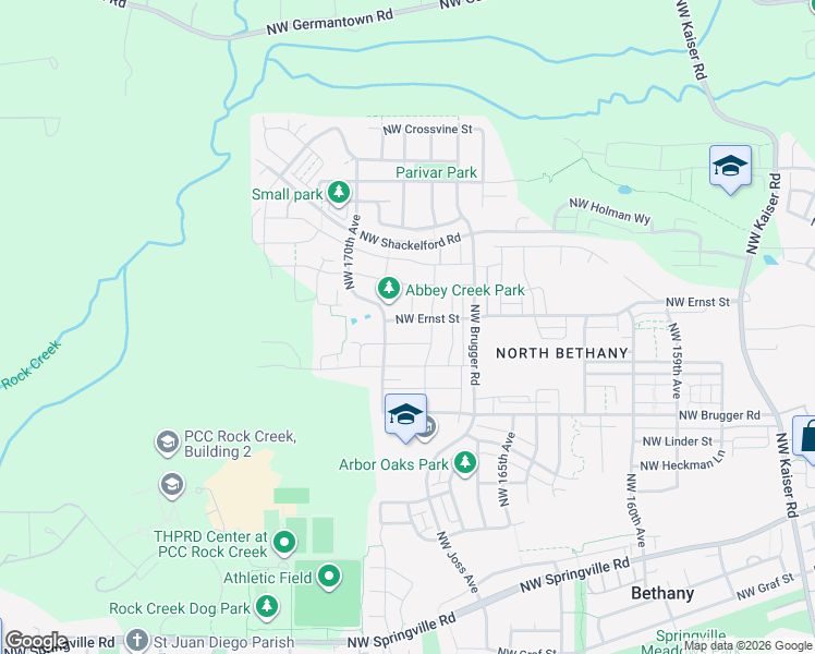 map of restaurants, bars, coffee shops, grocery stores, and more near 16958 Northwest Tristan Street in Portland
