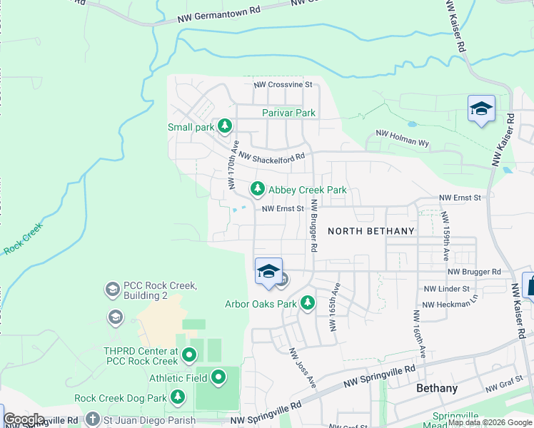 map of restaurants, bars, coffee shops, grocery stores, and more near 16958 Northwest Tristan Street in Portland