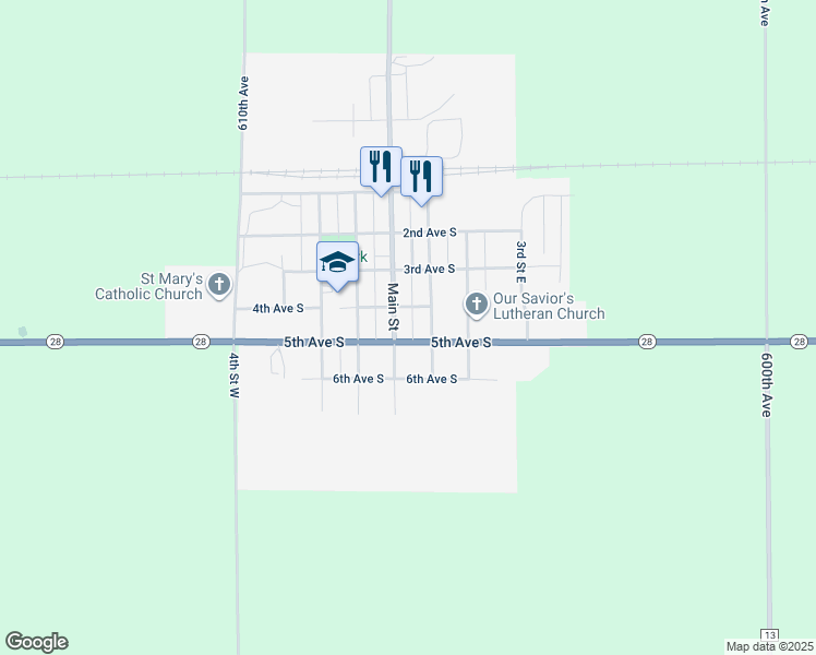 map of restaurants, bars, coffee shops, grocery stores, and more near in Chokio