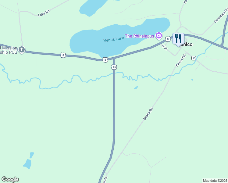 map of restaurants, bars, coffee shops, grocery stores, and more near 2281 U.S. 45 in Rhinelander
