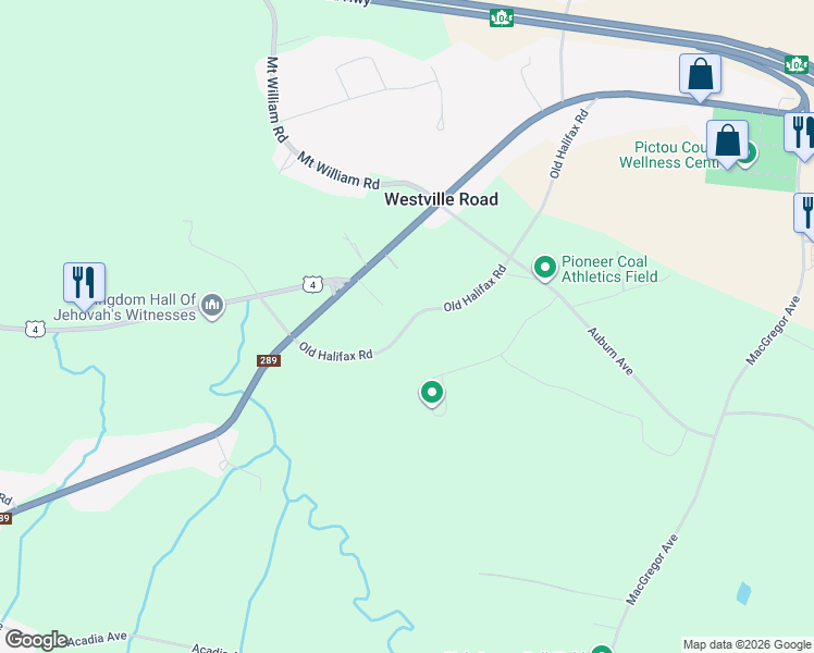 map of restaurants, bars, coffee shops, grocery stores, and more near Old Halifax Road in Westville