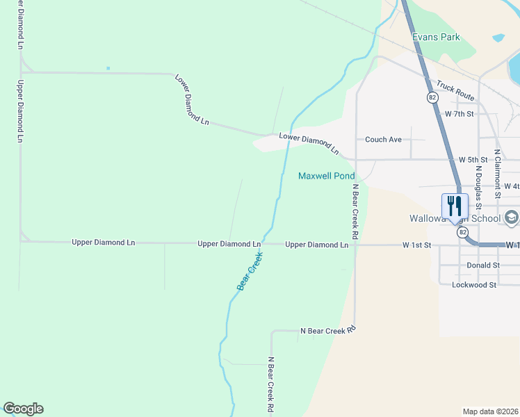 map of restaurants, bars, coffee shops, grocery stores, and more near 70895 Cottonwood Road in Wallowa