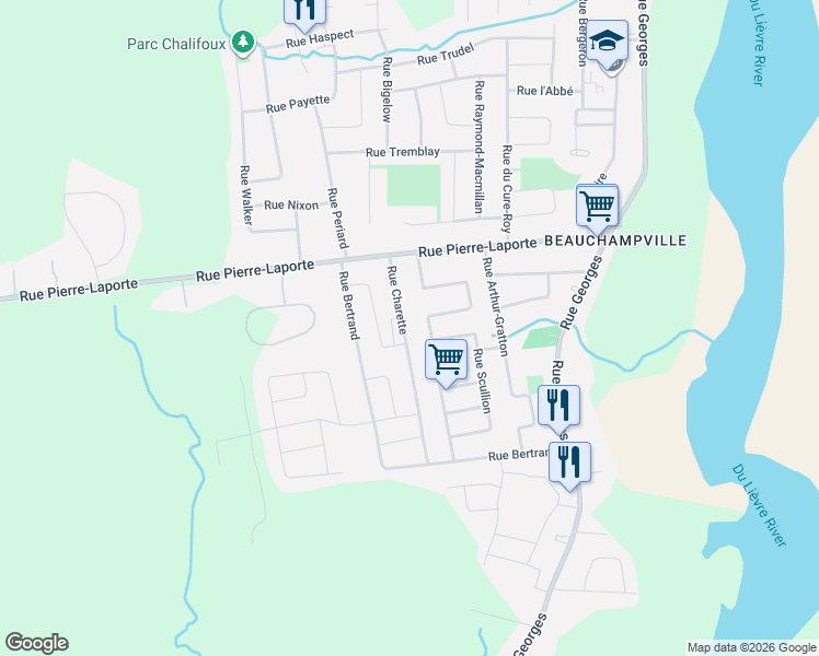 map of restaurants, bars, coffee shops, grocery stores, and more near 832 Rue Charette in Gatineau