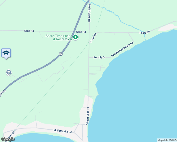 map of restaurants, bars, coffee shops, grocery stores, and more near in Mullett Lake