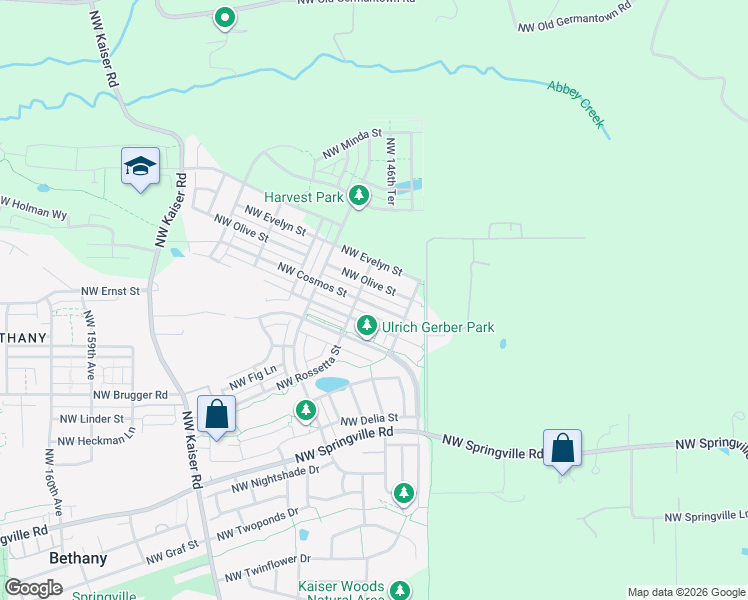 map of restaurants, bars, coffee shops, grocery stores, and more near 14763 NorthWest Orchid Street in Portland